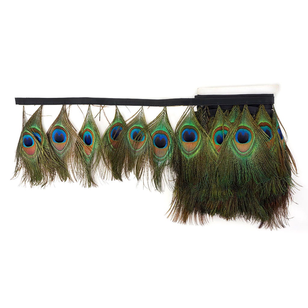 Peacock Eye Feather Fringe - 5YD - Natural