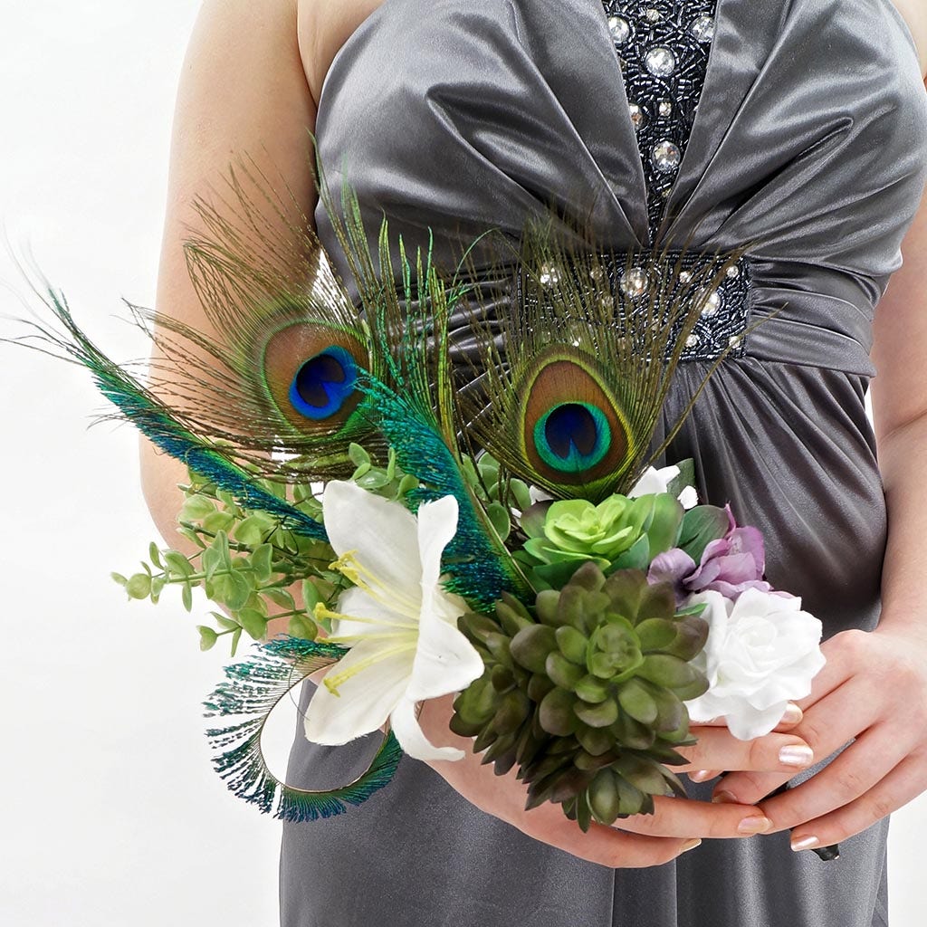 Feather Floral Pick w/Peacock Eye - Natural