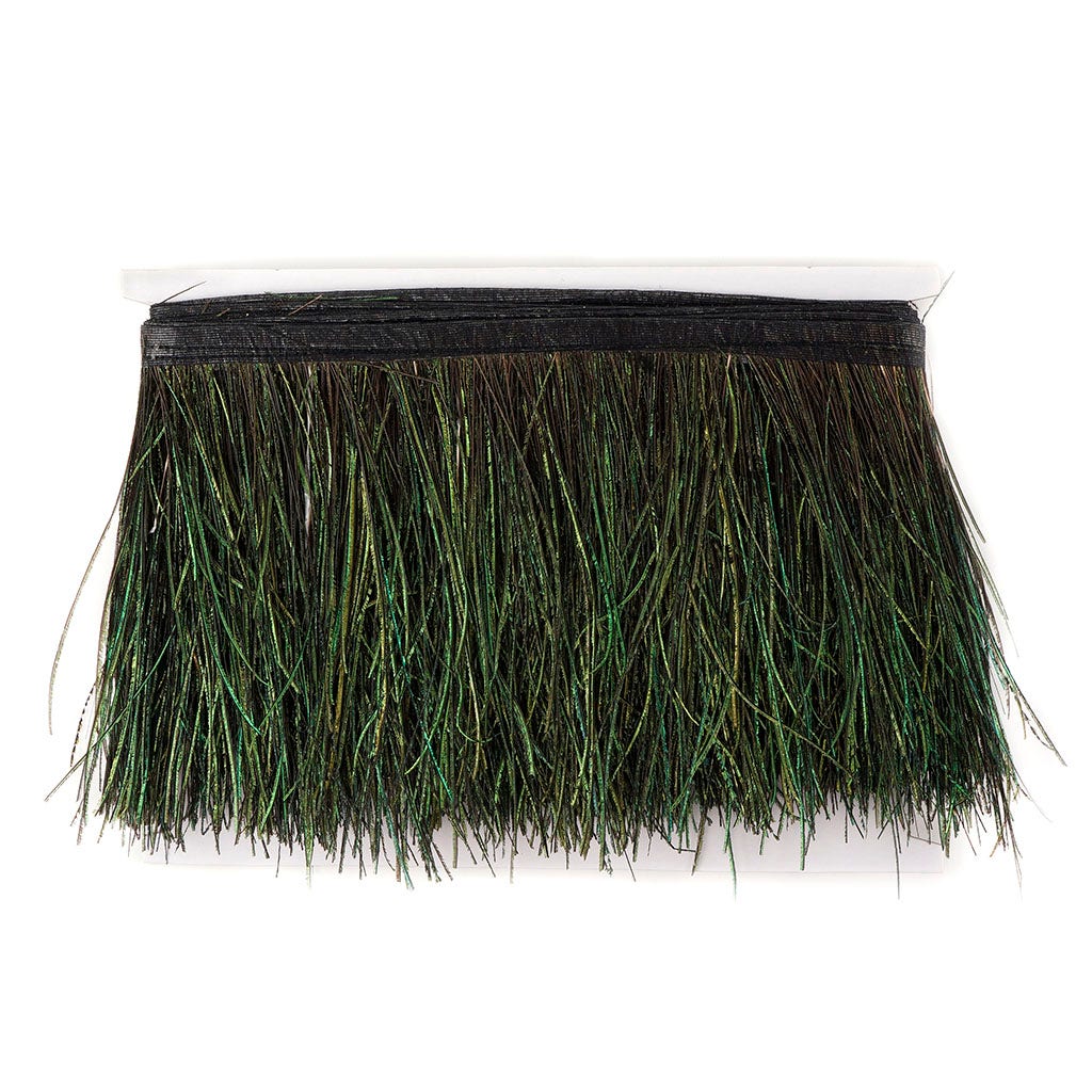 Peacock Flue Feather Fringe - Natural