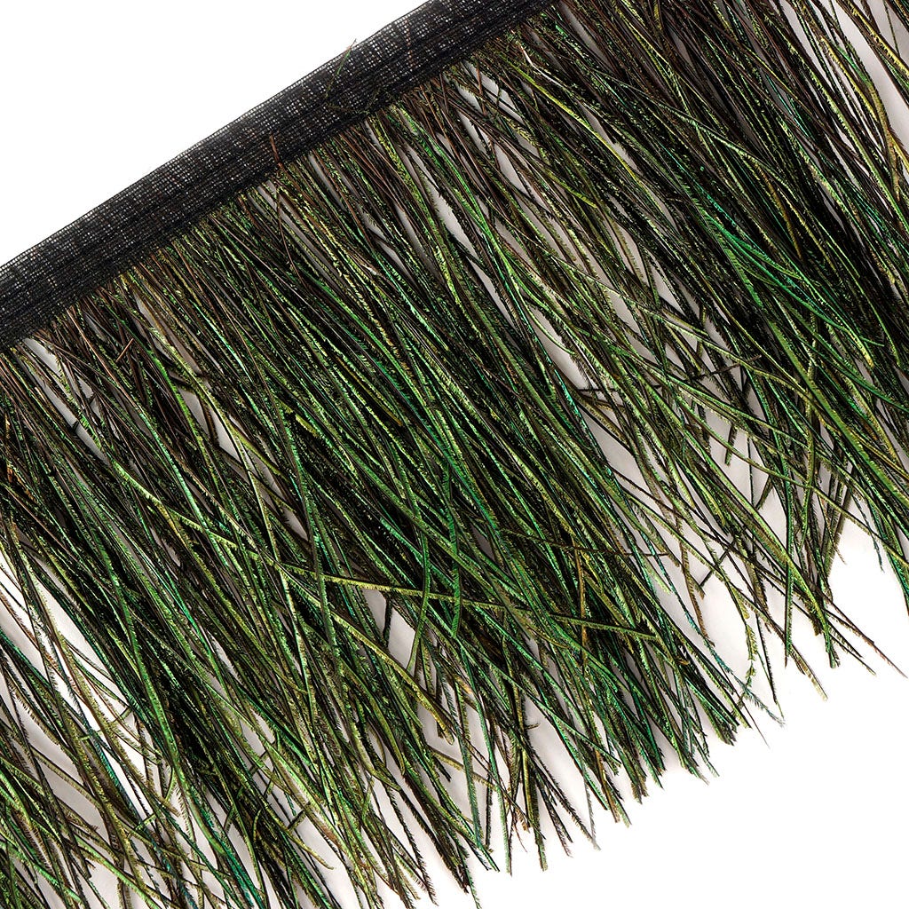 Peacock Flue Feather Fringe - Natural