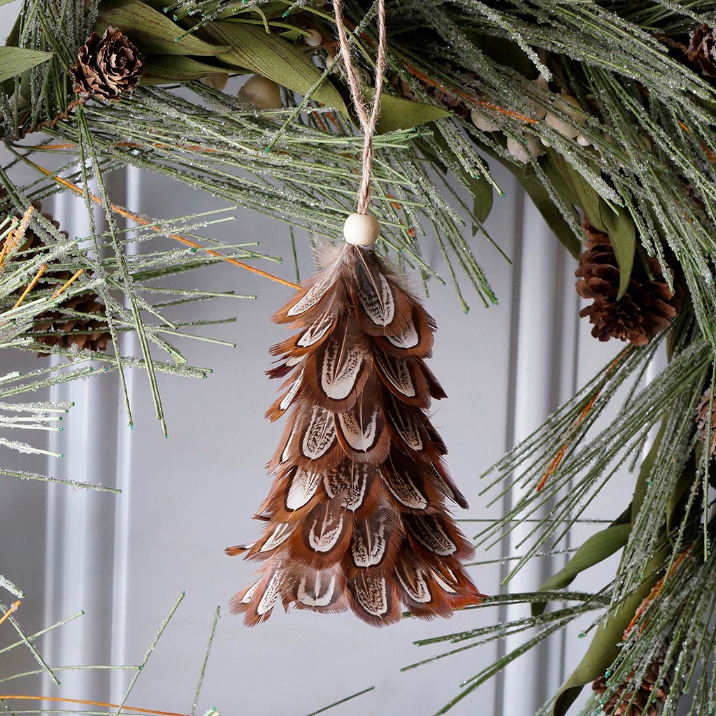 Pheasant Mini Feather Tree Ornament - Natural