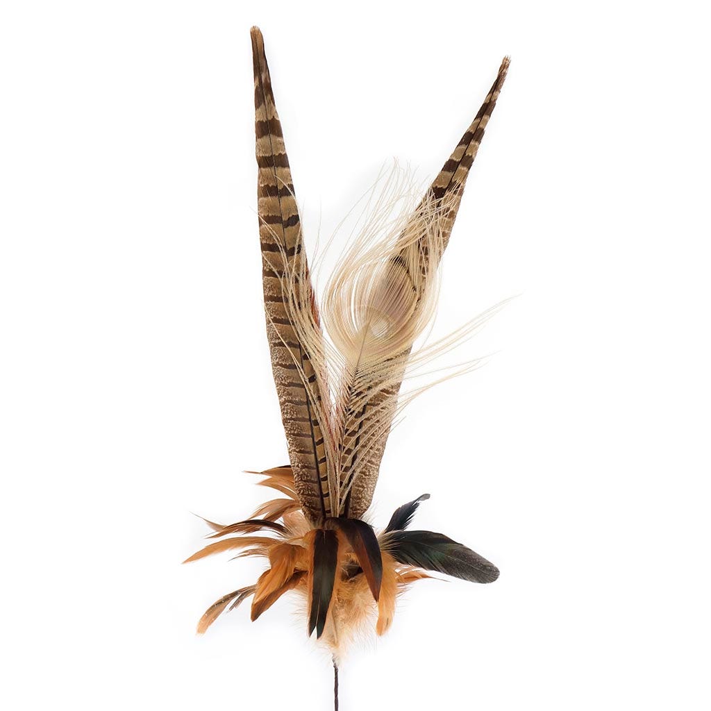 Feather Floral Stem - Pheasant - Peacock - Golden - Iridiscent - Natural - 12"