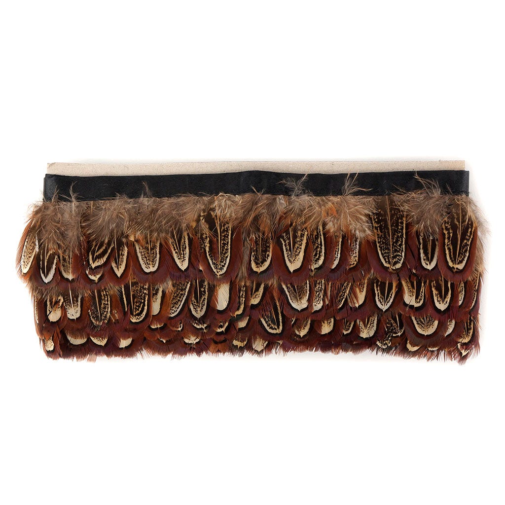Almond Pheasant Feather Fringe - Natural