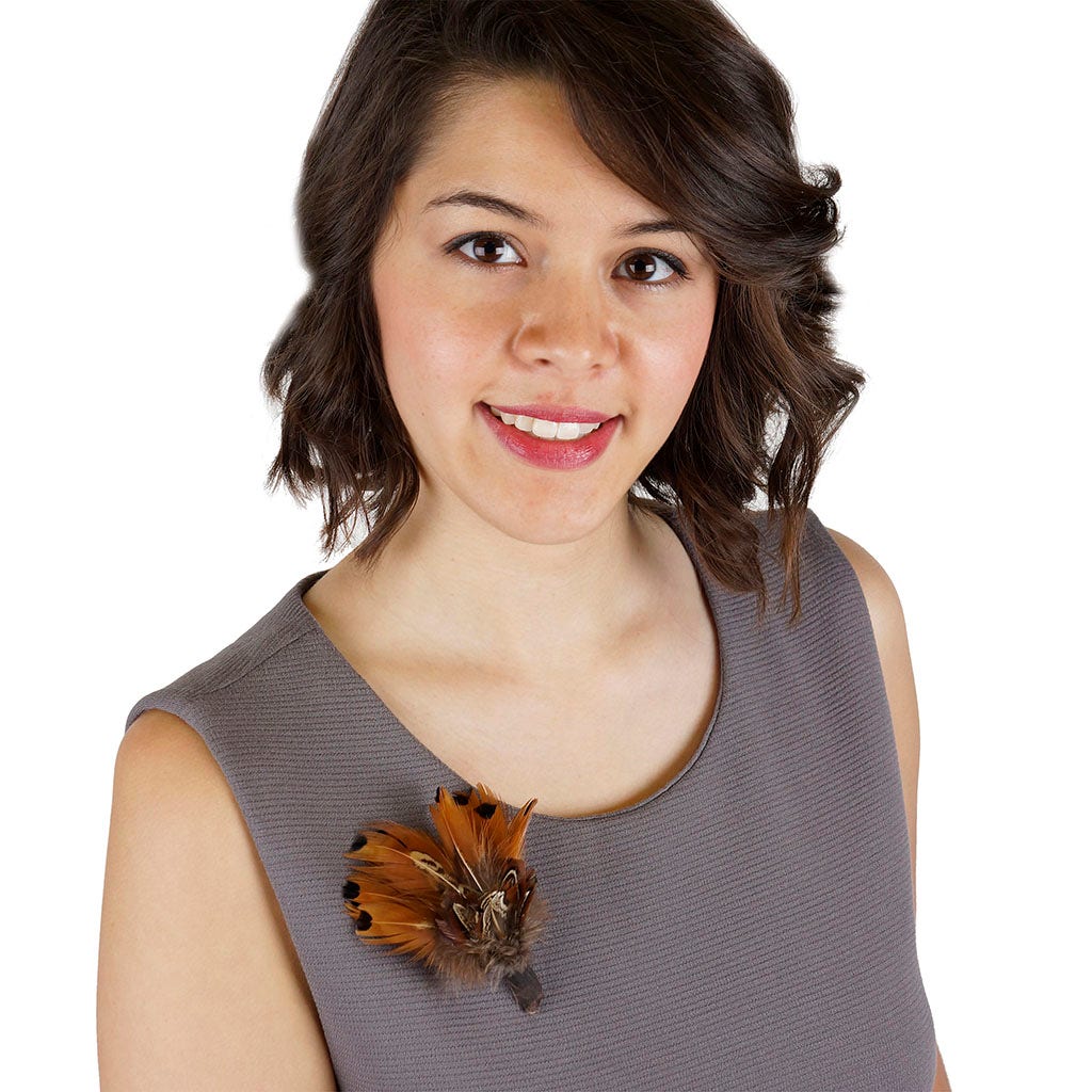 Handmade Feather Corsage-Pheasant Plumage - Natural