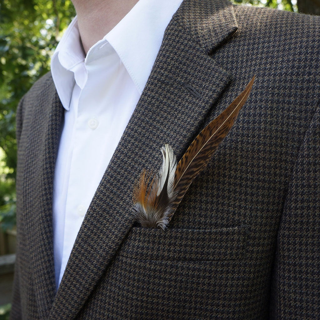 Light Hat Feather Trim With Pheasant and Hackle - Natural