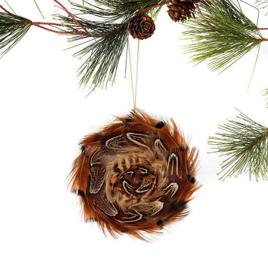 Heart Pheasant Disc Ornament Natural