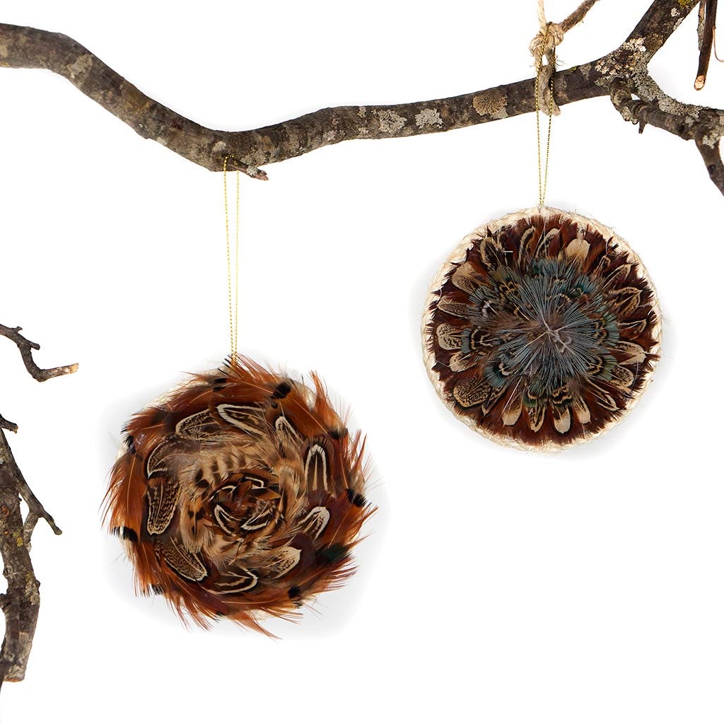 Heart Pheasant Disc Ornament Natural