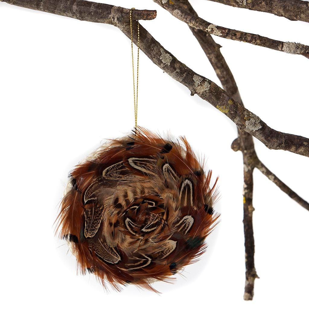 Heart Pheasant Disc Ornament Natural