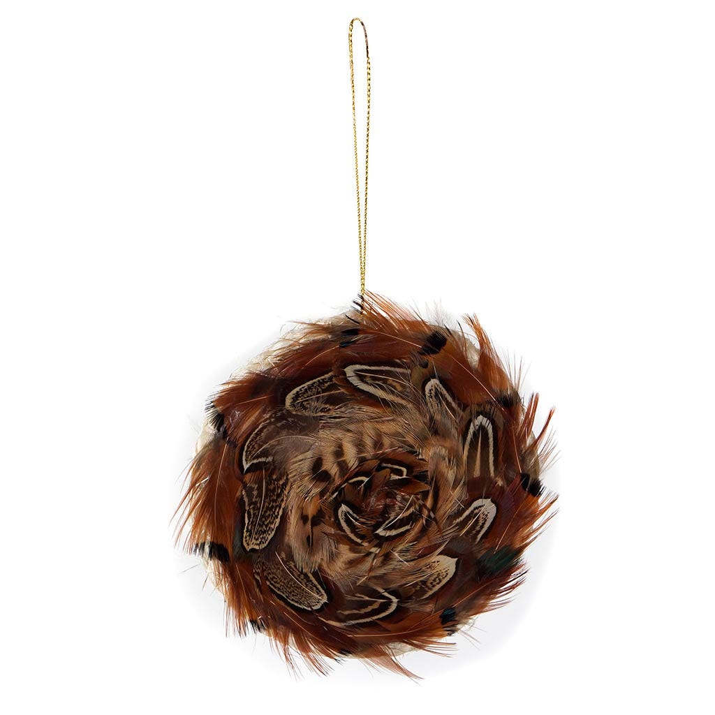Heart Pheasant Disc Ornament Natural