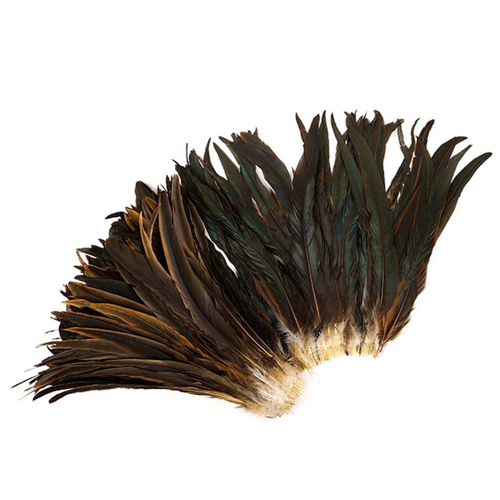 Rooster Coque Tails Feathers Half Bronze Natural 11-14" [1/4 LB Bulk]