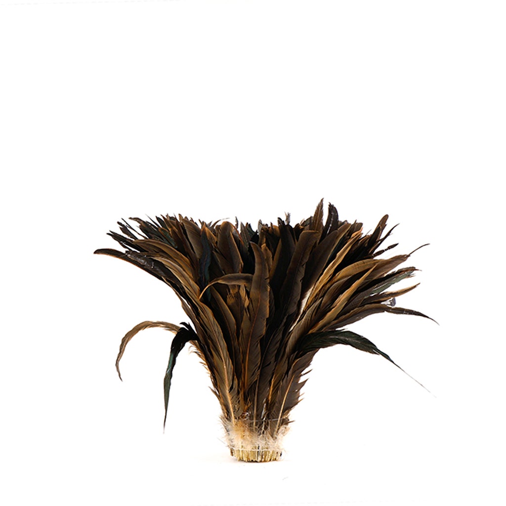 Rooster Coque Tails Feathers Half Bronze Natural 11-14" [1/4 LB Bulk]