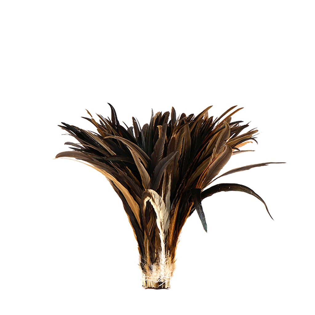 Rooster Coque Tails Feathers Half Bronze Natural 13-16" [1/4 LB Bulk]