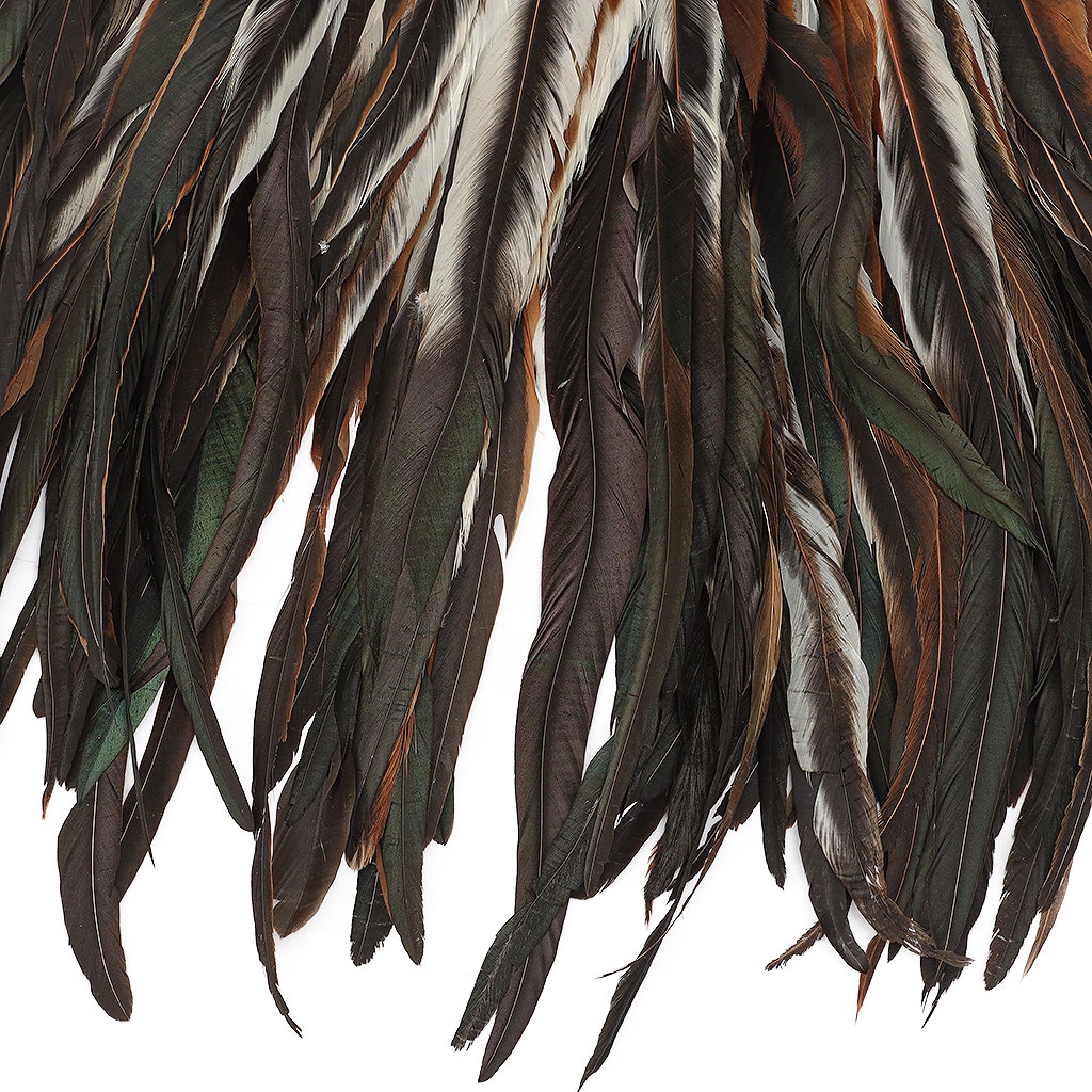 Rooster Coque Tails Feathers Half Bronze Natural 15-18" [1/4 LB Bulk]