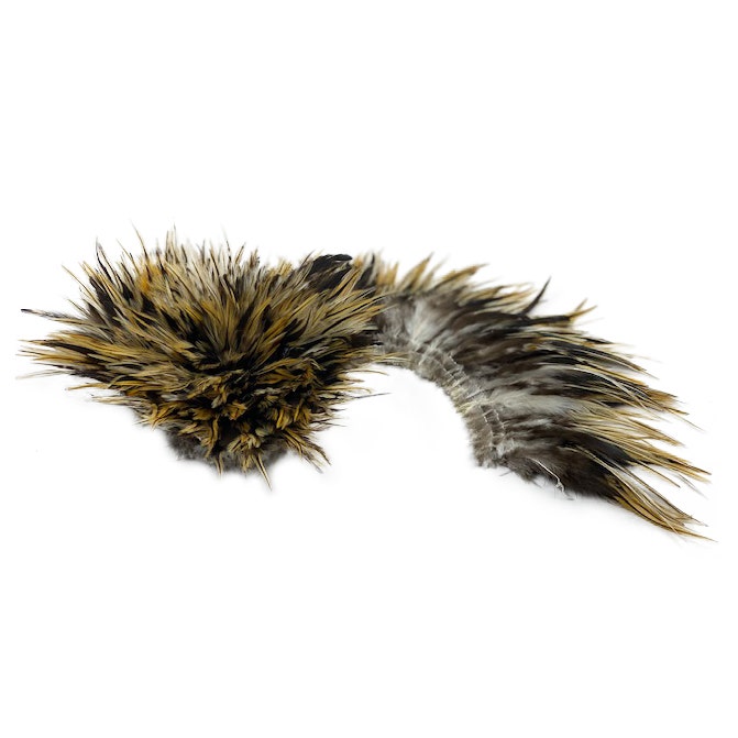 Badger Rooster Saddle Feathers Strung - 2" strip of 4-6" Rooster Feathers - Natural