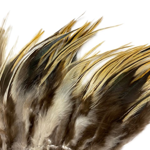 Badger Rooster Saddle Feathers Strung - 2" strip of 4-6" Rooster Feathers - Natural