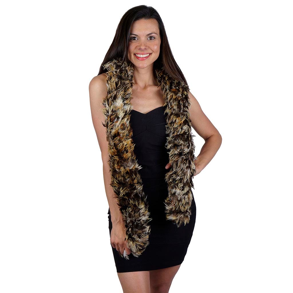 Natural Rooster Feather Boa - Badger 3-4"