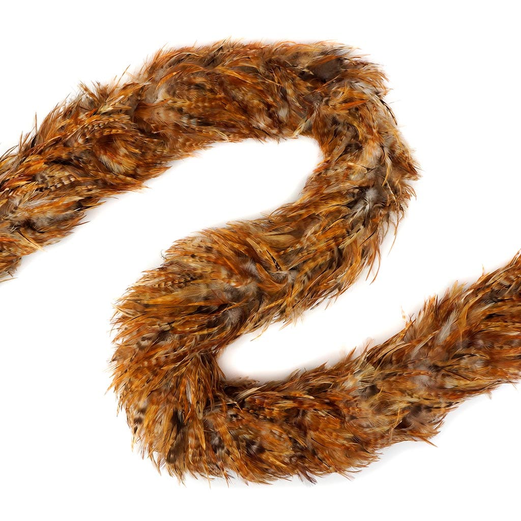 Red Chinchilla Saddle Rooster Feather Boa 5-6" - Natural