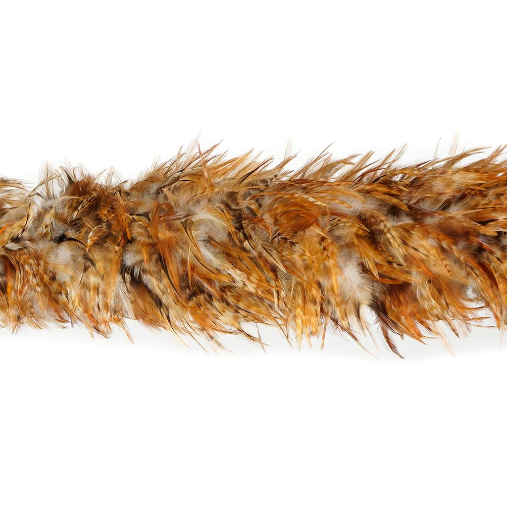 Red Chinchilla Saddle Rooster Feather Boa 5-6" - Natural