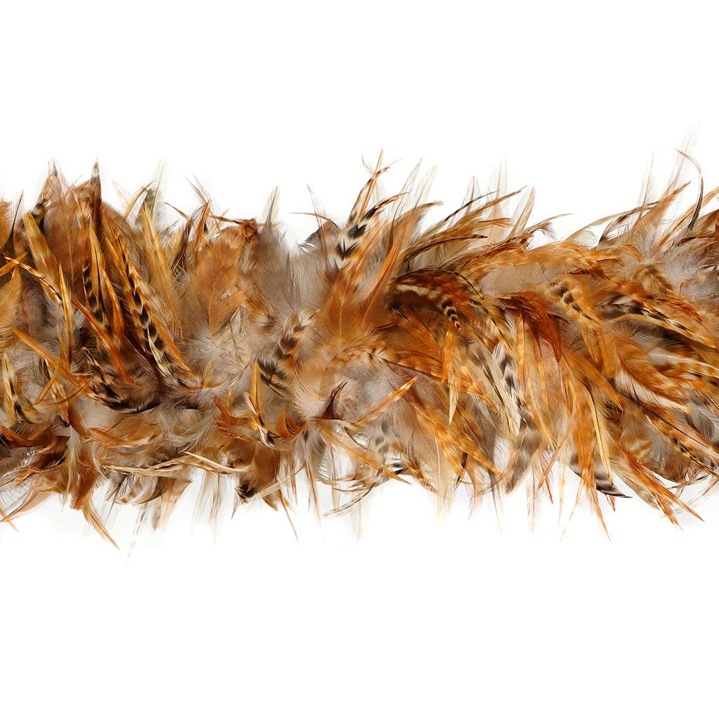 Red Chinchilla Saddle Rooster Feather Boa 7-8" - Natural