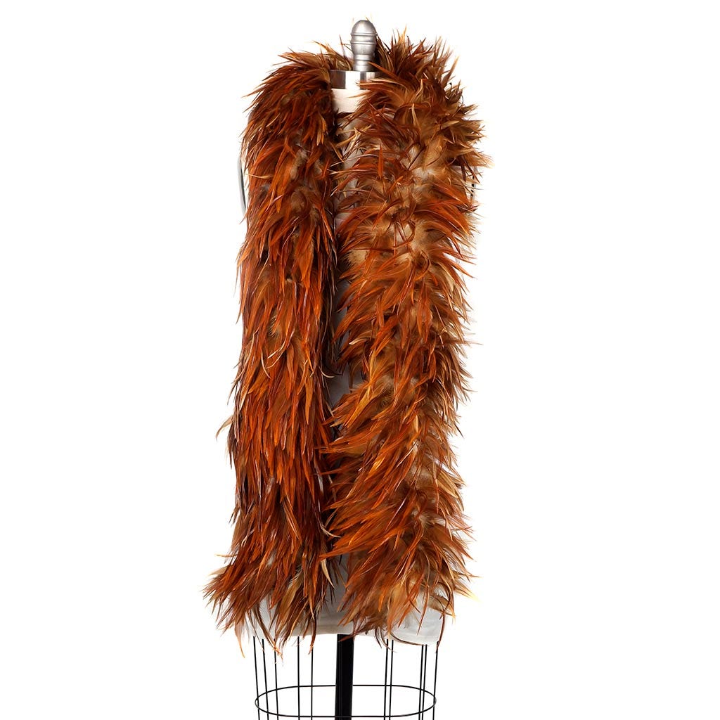 Red Saddle Rooster Feather Boa 7-8" - Natural