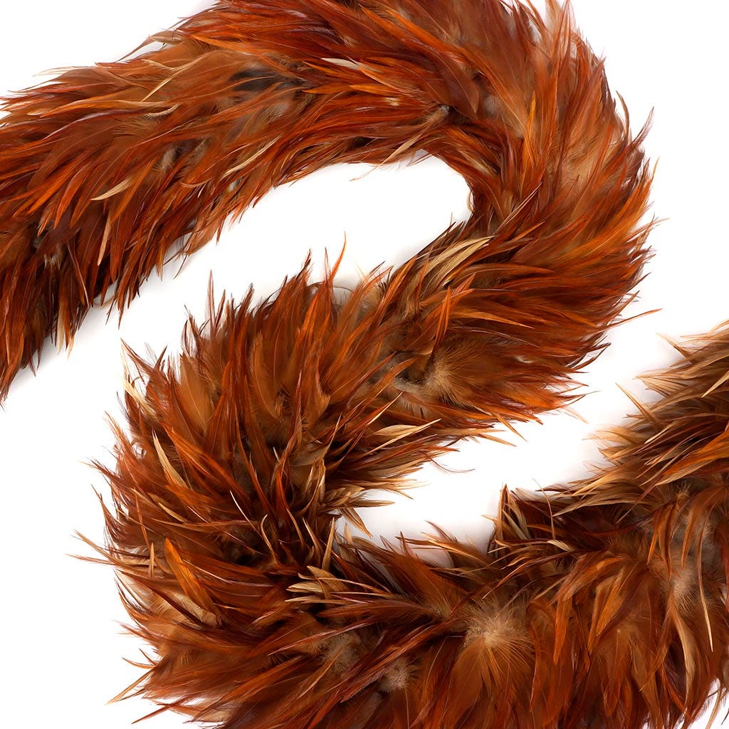Red Saddle Rooster Feather Boa 7-8" - Natural