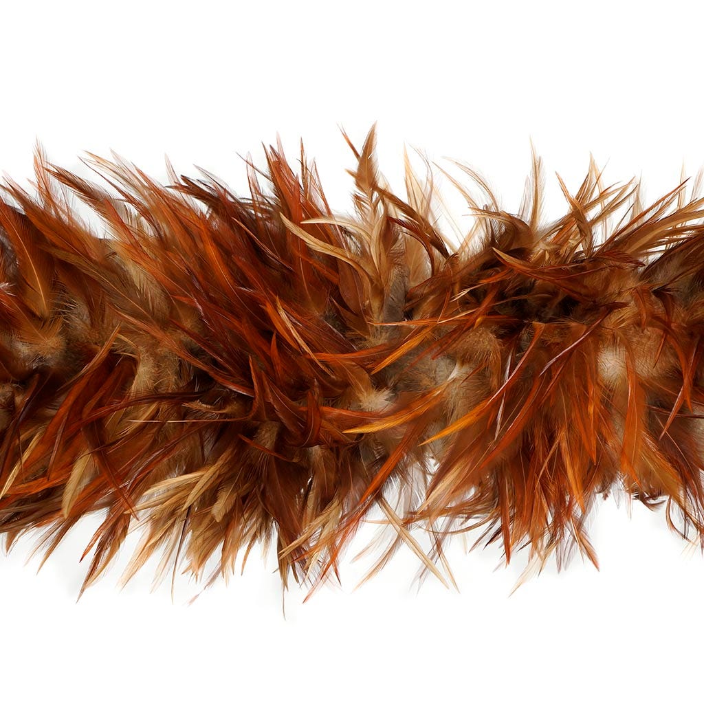 Red Saddle Rooster Feather Boa 7-8" - Natural