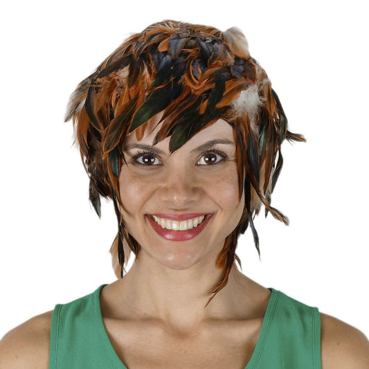 Natural Half Bronze Rooster Schlappen Feather Wig