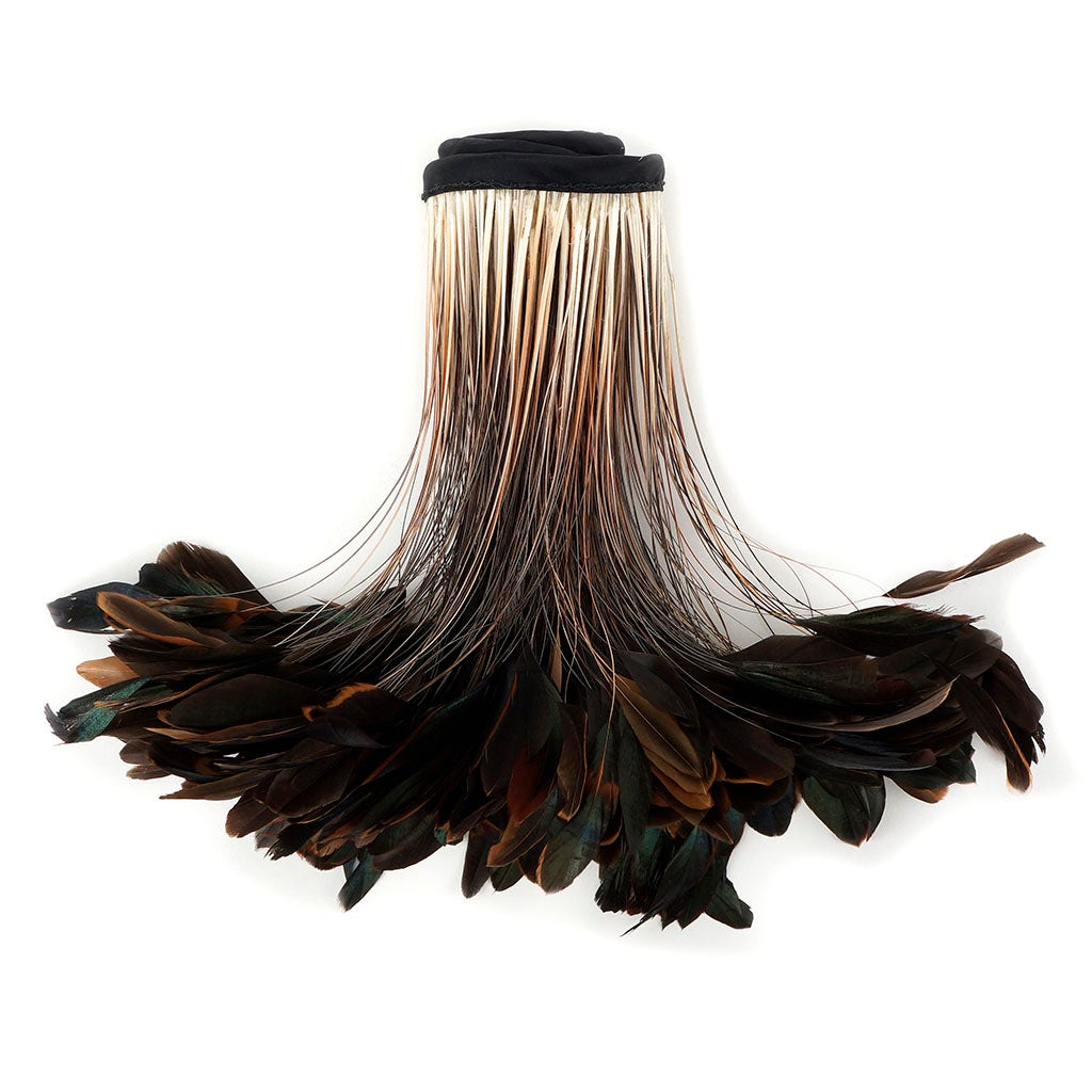 Stripped Iridescent Coque Fringe - Natural