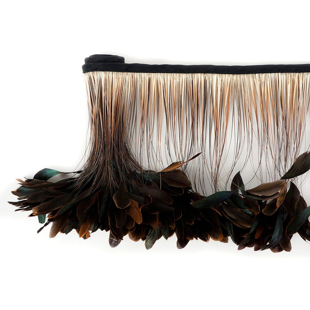 Stripped Iridescent Coque Fringe - Natural