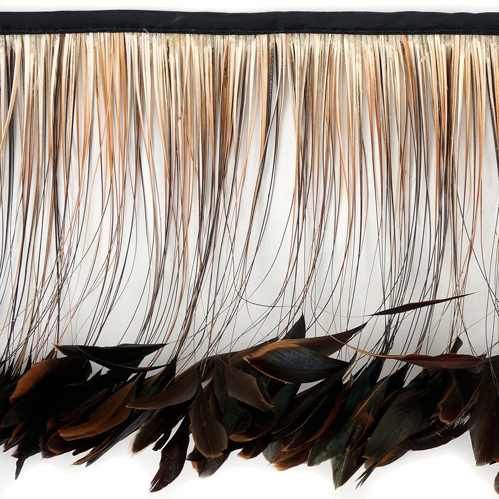 Stripped Iridescent Coque Fringe - Natural
