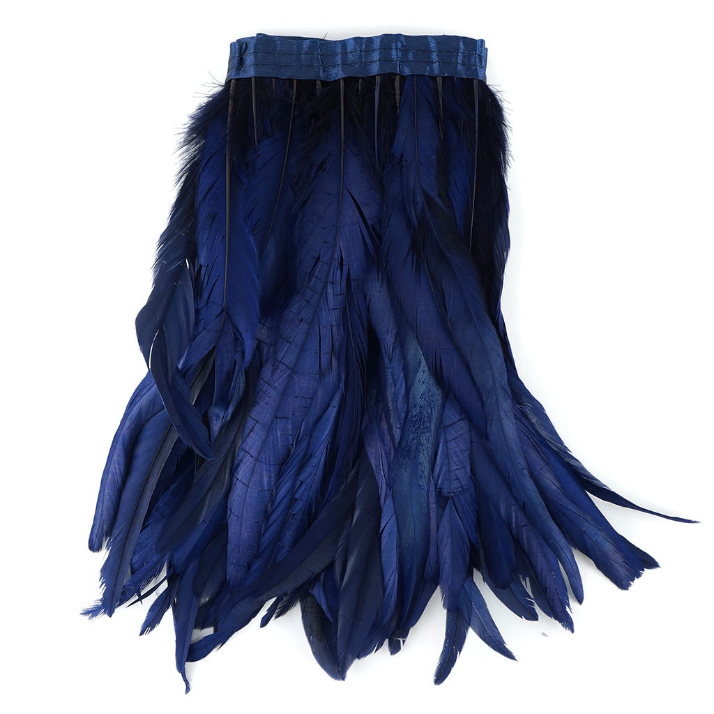 Bleach Dyed Coque Tail Feather Fringe - 12-14" - Navy