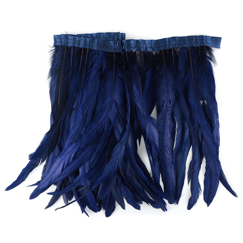 Bleach Dyed Coque Tail Feather Fringe - 12-14" - Navy