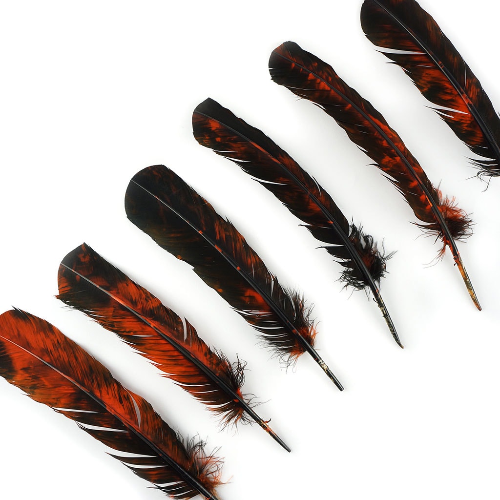 Turkey Quill Left Wing - Tie Dye - Orange & Black