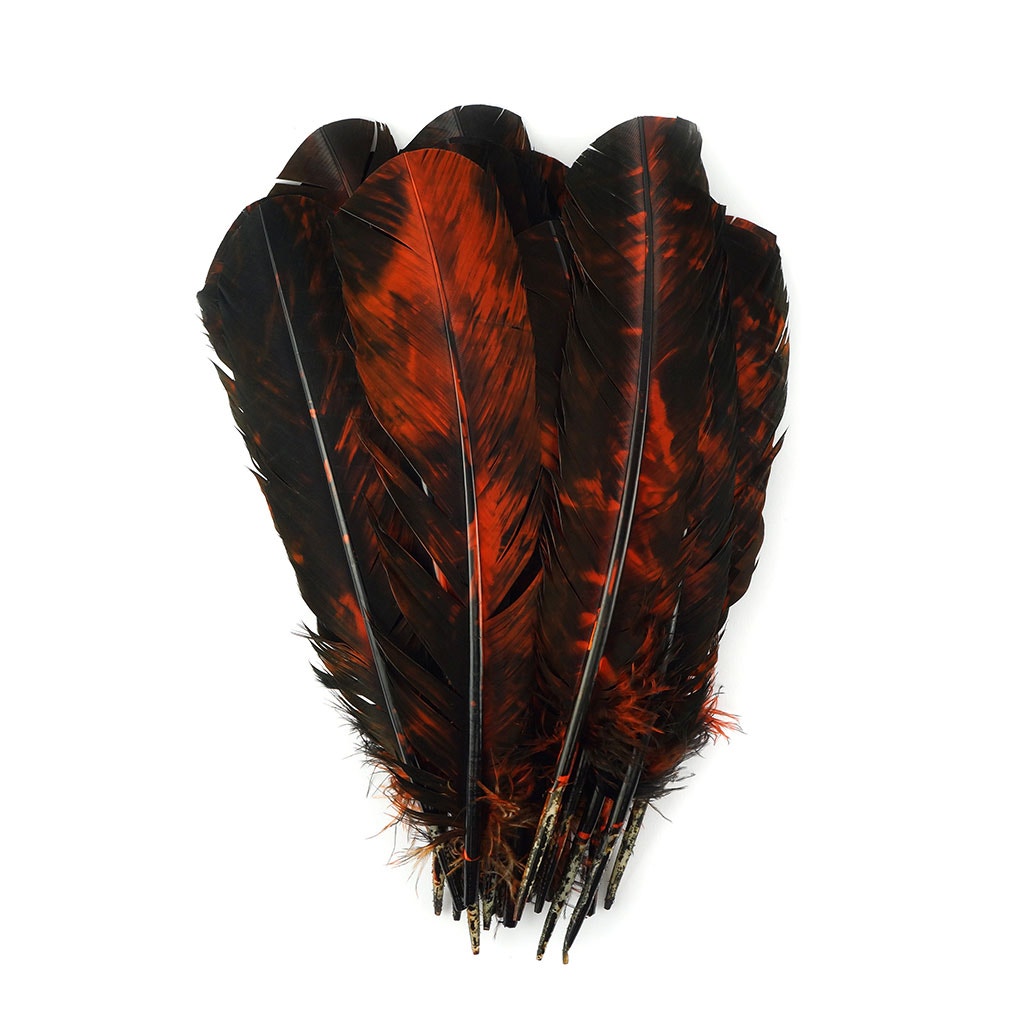 Turkey Quill Left Wing - Tie Dye - Orange & Black