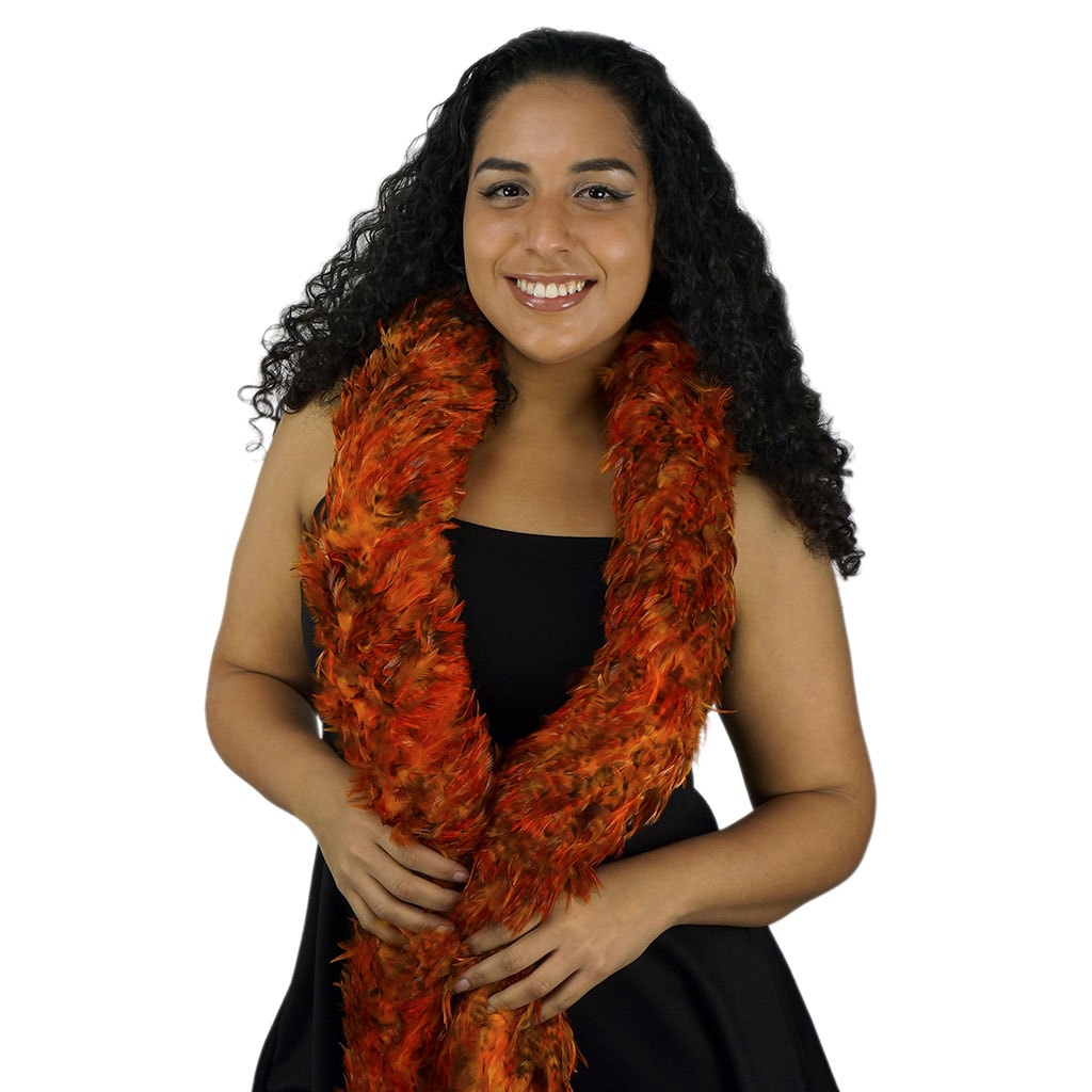 Red Chinchilla Saddle Rooster Feather Boa 4-5"  - Mango