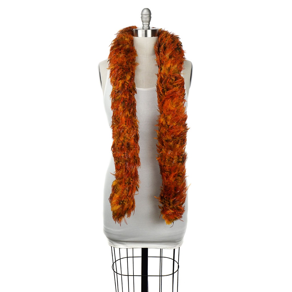 Red Chinchilla Saddle Rooster Feather Boa 4-5"  - Mango