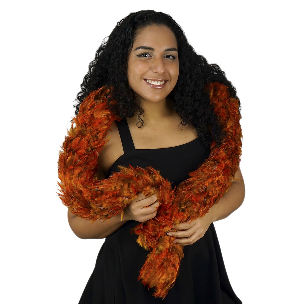 Red Chinchilla Saddle Rooster Feather Boa 4-5"  - Mango