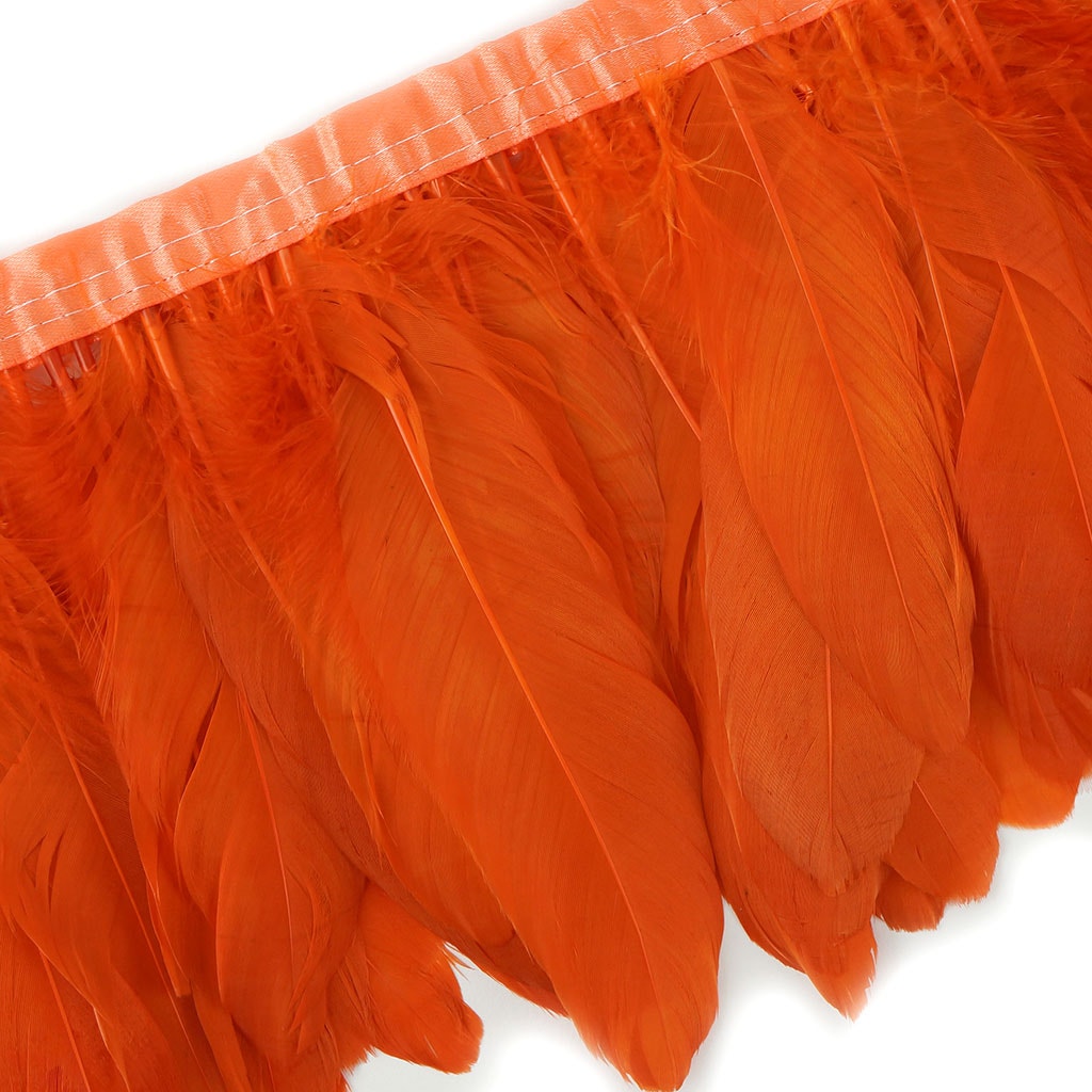 Parried Goose Pallet Feather Fringe - 6" - 1yd Orange