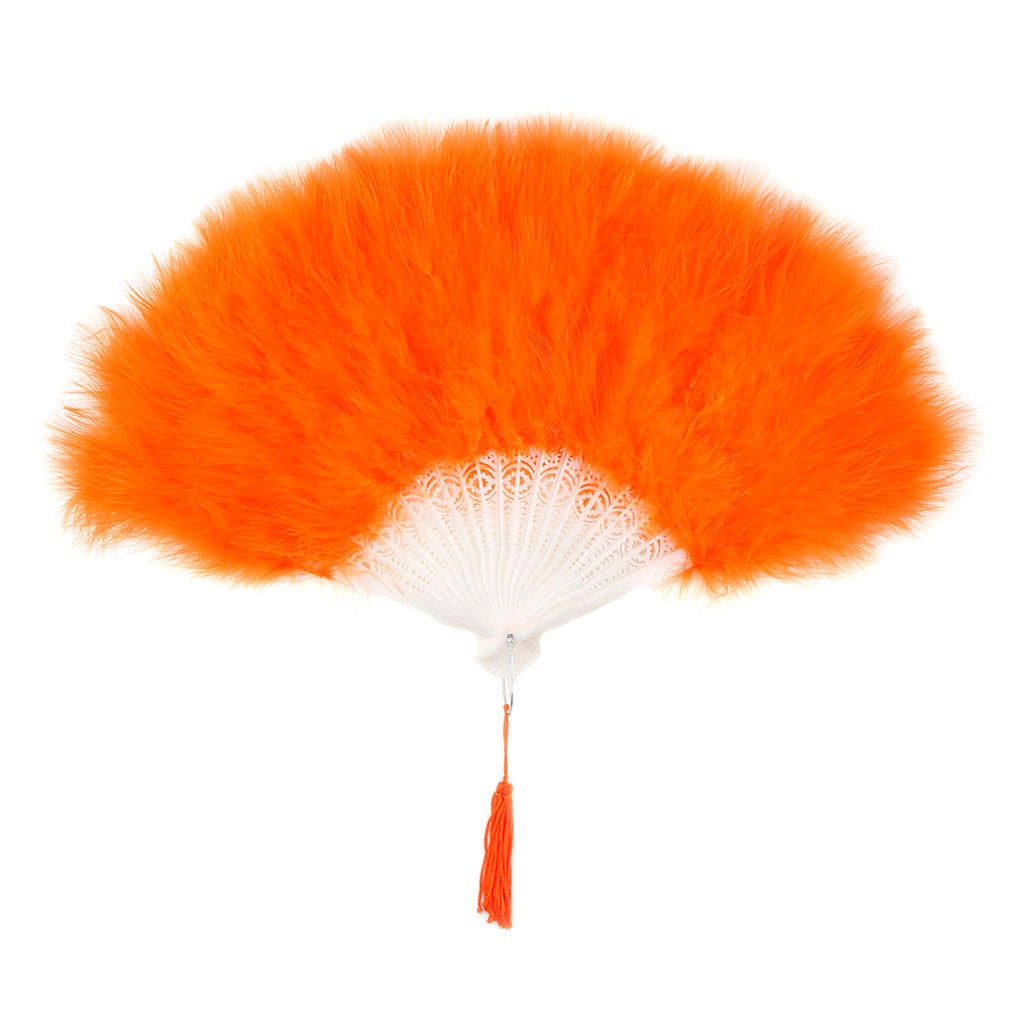 Marabou Feather Fan - Orange