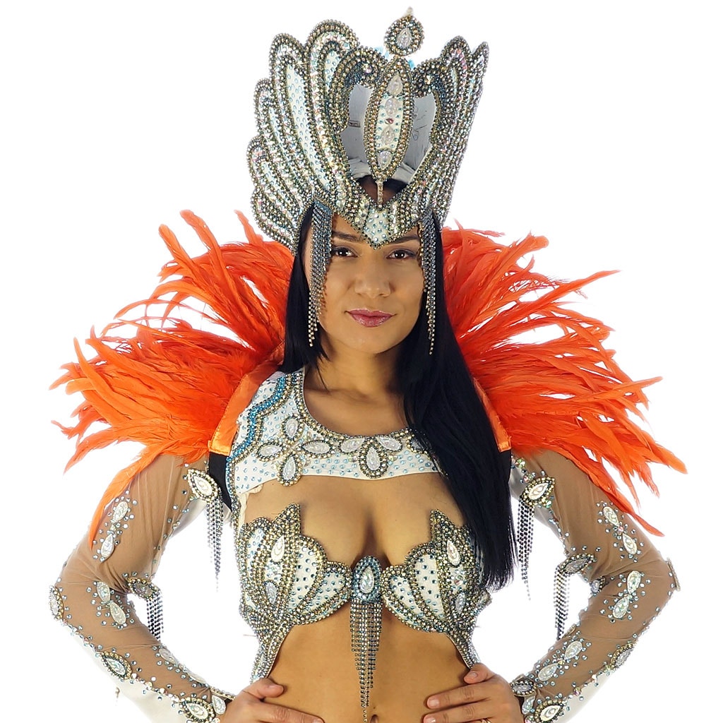 Carnival Feather Collar Hot Orange