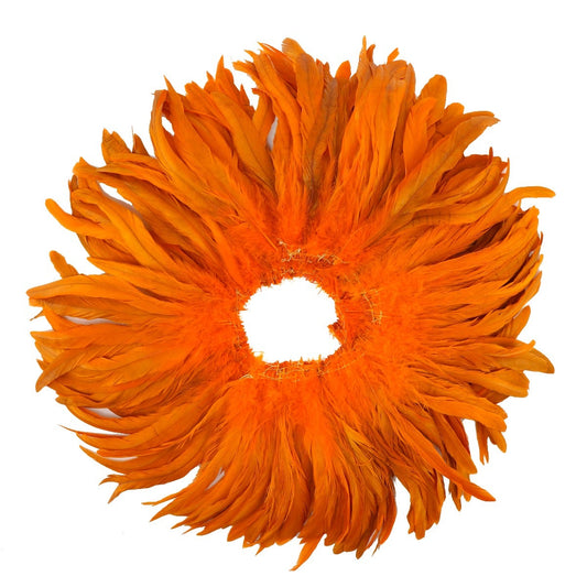 ROOSTER COQUE TAILS FEATHERS BLEACH DYED 7-10” - 1/2 Yard ( 18" ) - Orange