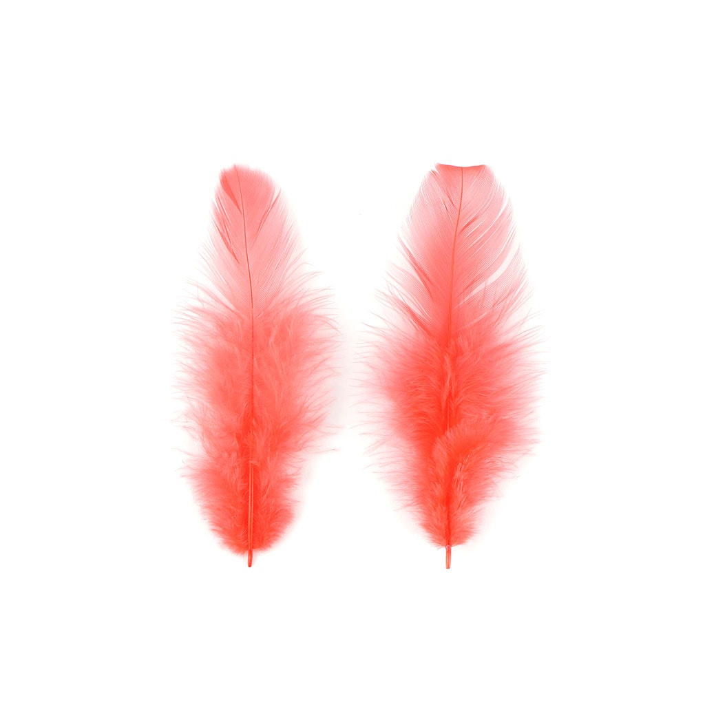 Rooster Plumage-White-Dyed - Hot Orange