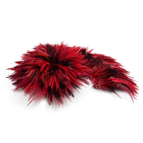 Badger Rooster Saddle Feathers Strung - 2" strip of 4-6" Rooster Feathers - Hot Orange