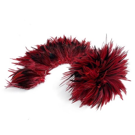 Badger Rooster Saddle Feathers Strung - 2" strip of 4-6" Rooster Feathers - Hot Orange
