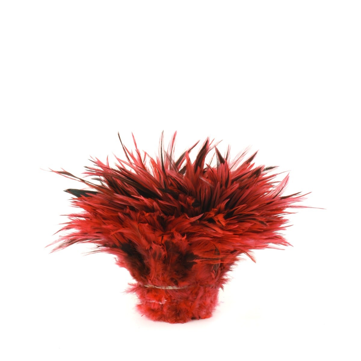 Badger Rooster Saddle Feathers Strung - 2" strip of 4-6" Rooster Feathers - Hot Orange