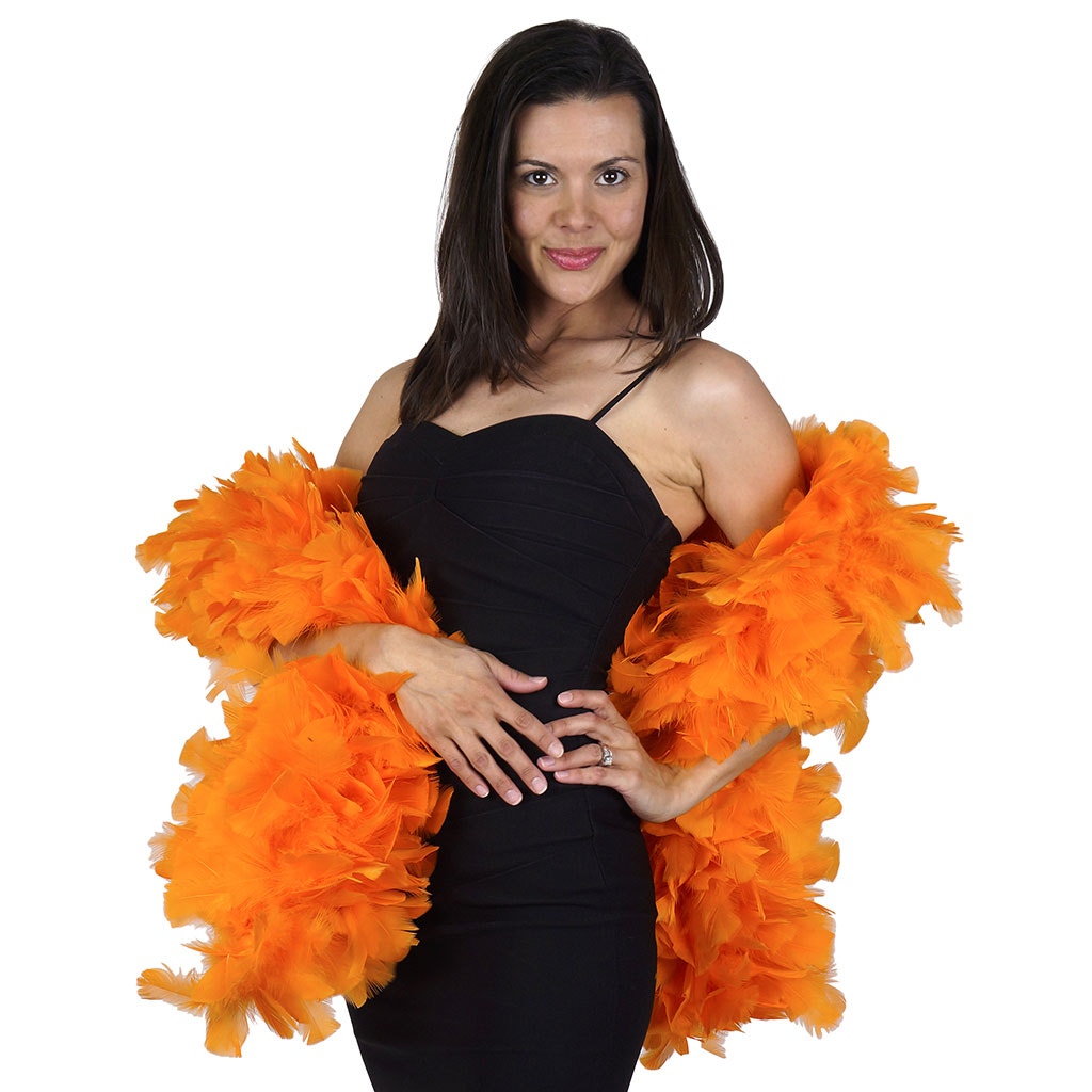 Turkey Feather Boa 6-8" - Orange