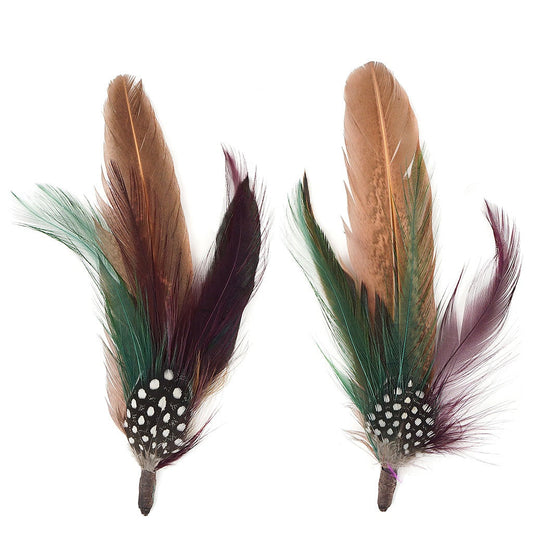 Pheasant-Hackle-Guinea Feather Hat Trims - Cinnamon-Fig-Natural