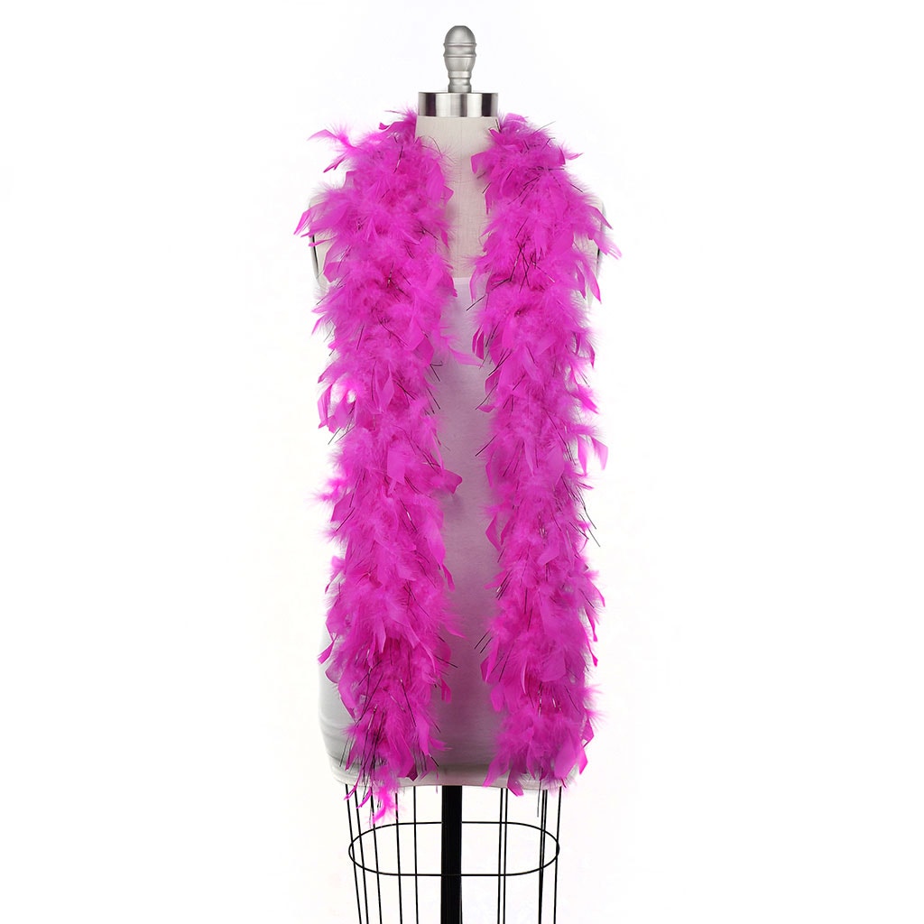 Chandelle Feather Boa - Lightweight - Shocking Pink with Black Lurex