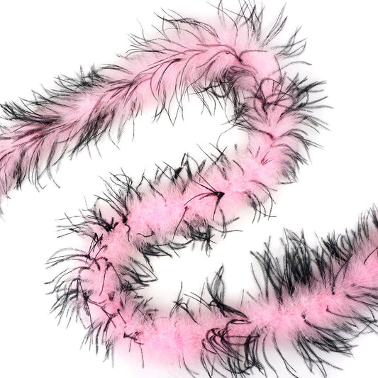 Marabou and Ostrich Feather Boa - Candy Pink/Black