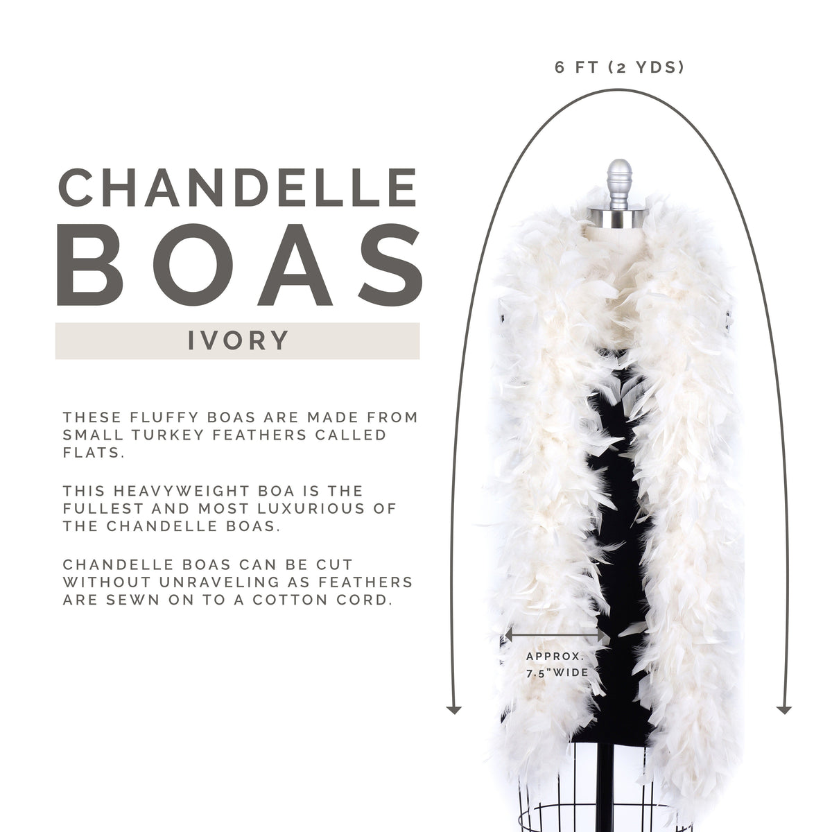 Chandelle Feather Boa - Heavyweight  - Ivory